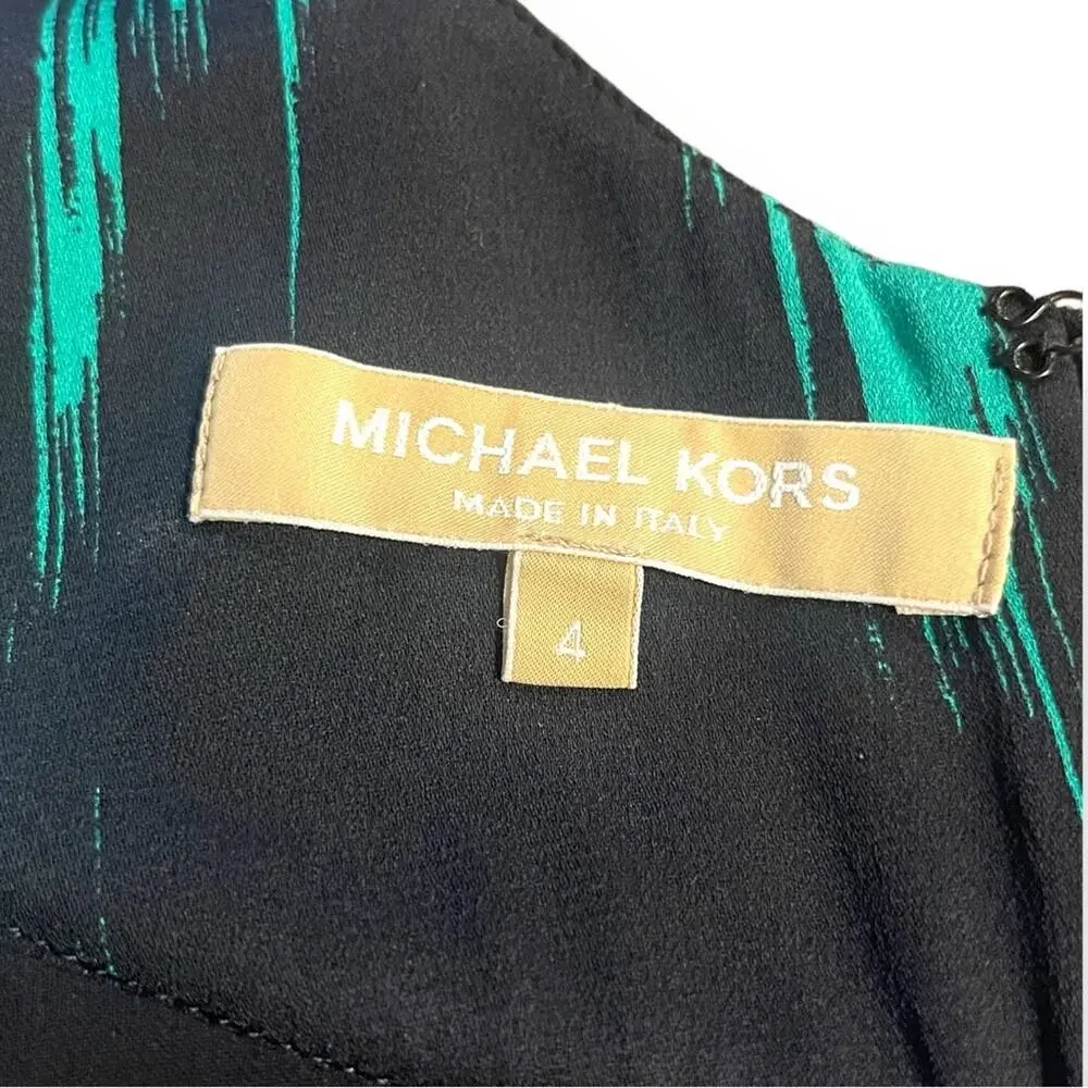 Michael Kors Maxi Length Sleeveless Gown Made in Italy Green Black 4